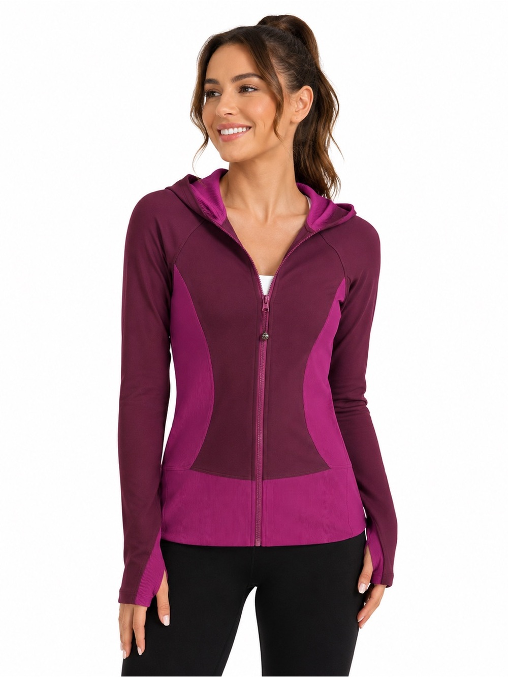 Lululemon Reversible Hooded Full Zip Jacket Size 6 Plum Magenta Two-Tone